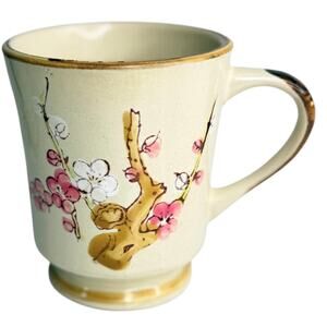 Sunny Stoneware Coffee Mug Tea Cup Cherry Blossom Floral 4” Asian Flowers Korea